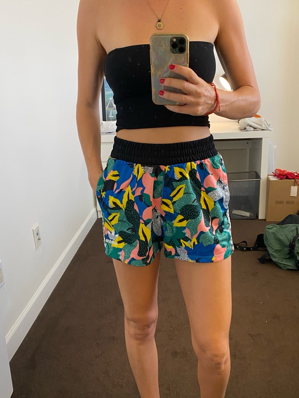 Adidas Women's Multi-Color Printed Athletic Shorts